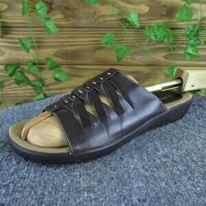 Eurostep Women's‎ Scroll Slide Brown Leather Sz 8.5 Medium Gently Used 2025